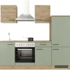 Flex-Well Exclusiv Küche 1706-002 Cara 220 cm Schilfgrün matt - Artisan Eiche