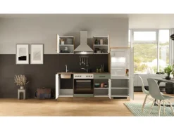 Flex-Well Exclusiv Küche 1706-002 Cara 220 cm Schilfgrün matt - Artisan Eiche