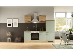 Flex-Well Exclusiv Küche 1706-002 Cara 220 cm Schilfgrün matt - Artisan Eiche