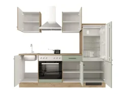 Flex-Well Exclusiv Küche 1706-002 Cara 220 cm Schilfgrün matt - Artisan Eiche