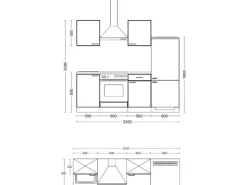 Flex-Well Exclusiv Küche 1706-002 Cara 220 cm Schilfgrün matt - Artisan Eiche