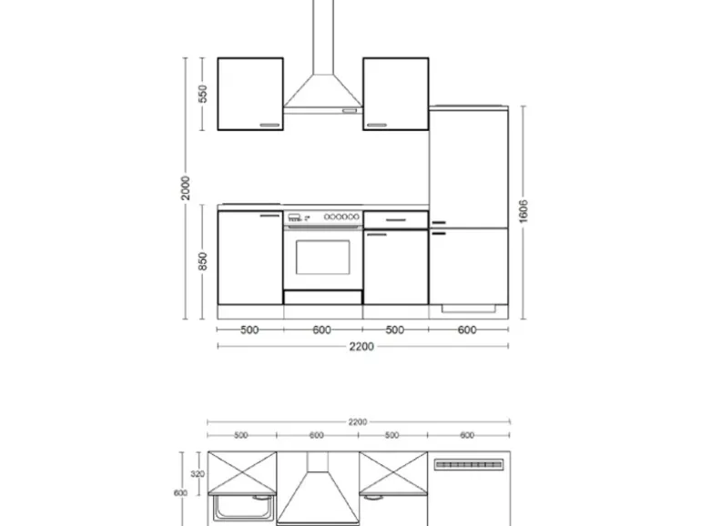 Flex-Well Exclusiv Küche 1706-002 Cara 220 cm Schilfgrün matt - Artisan Eiche