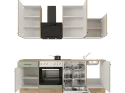 Flex-Well Exclusiv Küche 1701-017 Cara 220 cm Schilfgrün matt - Artisan Eiche