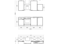 Flex-Well Exclusiv Küche 1701-017 Cara 220 cm Schilfgrün matt - Artisan Eiche