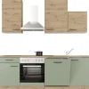 Flex-Well Exclusiv Küche 1701-016 Cara 220 cm Schilfgrün matt - Artisan Eiche