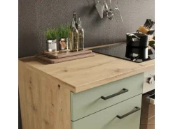 Flex-Well Exclusiv Küche 1701-016 Cara 220 cm Schilfgrün matt - Artisan Eiche