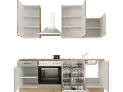 Flex-Well Exclusiv Küche 1701-016 Cara 220 cm Schilfgrün matt - Artisan Eiche