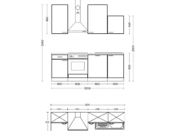 Flex-Well Exclusiv Küche 1701-016 Cara 220 cm Schilfgrün matt - Artisan Eiche