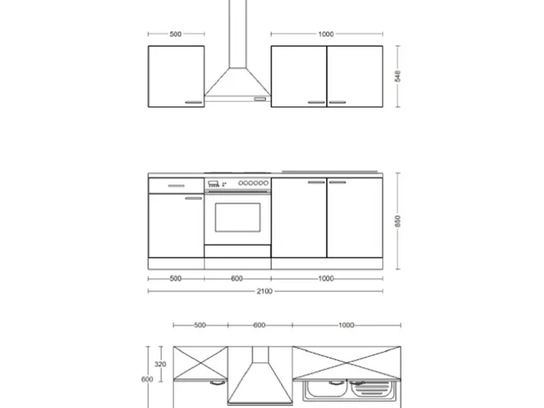 Flex-Well Exclusiv Küche 1601-036 Cara 210 cm Schilfgrün matt - Artisan Eiche
