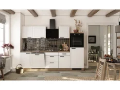 Flex-Well Exclusiv Küche 2327-019 Julia 280 cm Weiß matt-Cosmopolitan Eiche