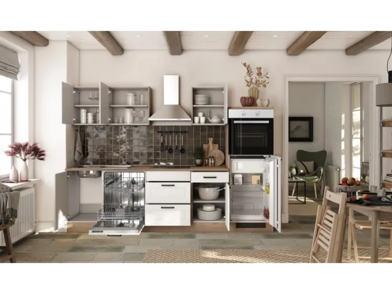 Flex-Well Exclusiv Küche 2320-016 Julia 280 cm Weiß matt-Cosmopolitan Eiche