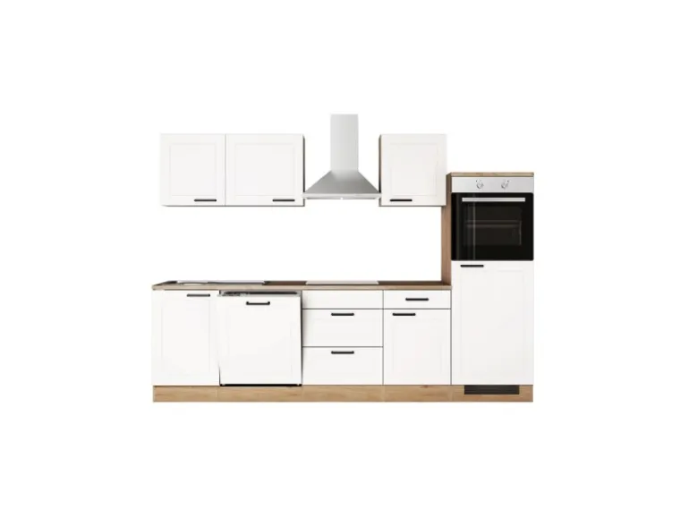 Flex-Well Exclusiv Küche 2320-016 Julia 280 cm Weiß matt-Cosmopolitan Eiche