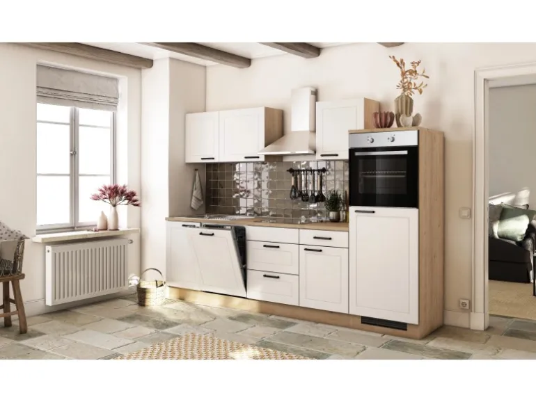 Flex-Well Exclusiv Küche 2320-016 Julia 280 cm Weiß matt-Cosmopolitan Eiche