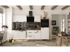 Flex-Well Exclusiv Küche 2327-000 Julia 280 cm Weiß matt-Cosmopolitan Eiche