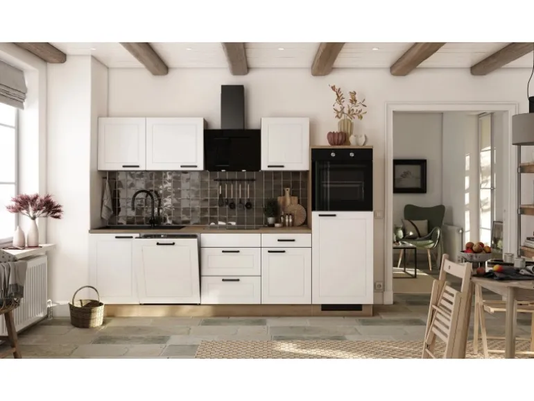 Flex-Well Exclusiv Küche 2327-000 Julia 280 cm Weiß matt-Cosmopolitan Eiche