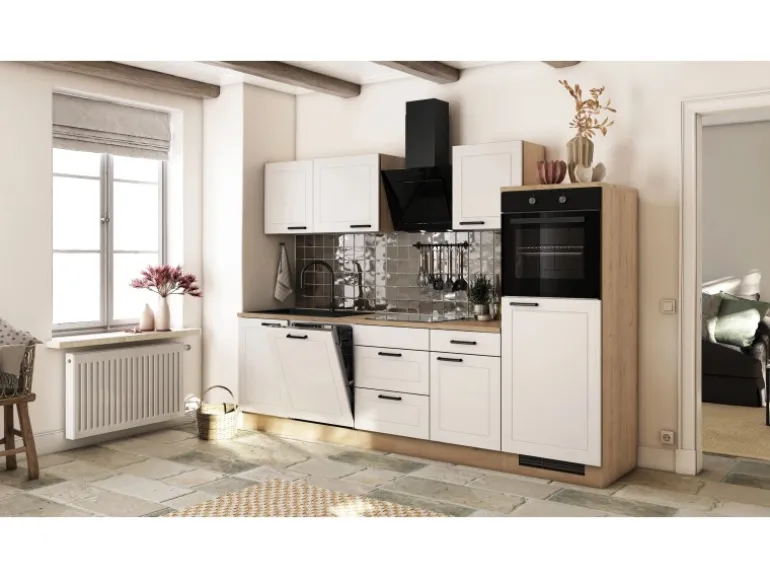 Flex-Well Exclusiv Küche 2327-000 Julia 280 cm Weiß matt-Cosmopolitan Eiche