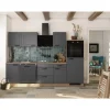 Flex-Well Exclusiv Küche 2327-019 Romeo 280 cm Anthrazit matt-Cosmopolitan Eiche