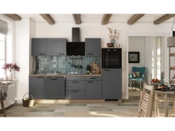 Flex-Well Exclusiv Küche 2327-019 Romeo 280 cm Anthrazit matt-Cosmopolitan Eiche
