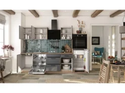 Flex-Well Exclusiv Küche 2327-019 Romeo 280 cm Anthrazit matt-Cosmopolitan Eiche