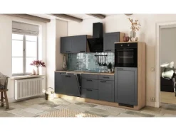 Flex-Well Exclusiv Küche 2327-019 Romeo 280 cm Anthrazit matt-Cosmopolitan Eiche