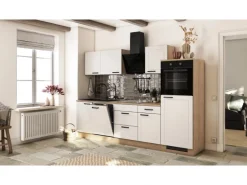 Flex-Well Exclusiv Küche Julia 280 cm ohne E-Geräte Weiß matt-Cosmopolitan Eiche