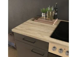 Flex-Well Exclusiv Küche 1601-005sWs Capri 210 cm Schwarz Matt-Endgrain Oak