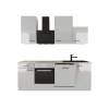 Flex-Well Exclusiv Küche 1701-017sWs Lund 220 cm Lichtgrau glänzend-Rauchgrau