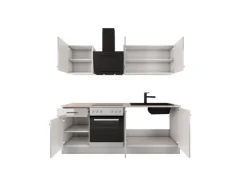 Flex-Well Exclusiv Küche 1601-005sWs Lund 210cm Lichtgrau glänzend -Rauchgrau