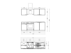 Flex-Well Exclusiv Küche 1601-005sWs Lund 210cm Lichtgrau glänzend -Rauchgrau