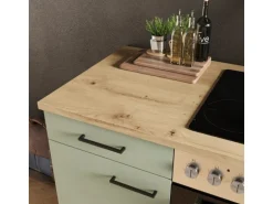 Flex-Well Exclusiv Küche 1701-017sWS Cara 220 cm Schilfgrün matt - Artisan Eiche