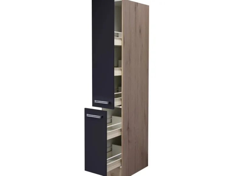 Flex-Well Exclusiv Küchen-Apothekerhochschrank Lara 30cm Anthra.-San Remo Eiche