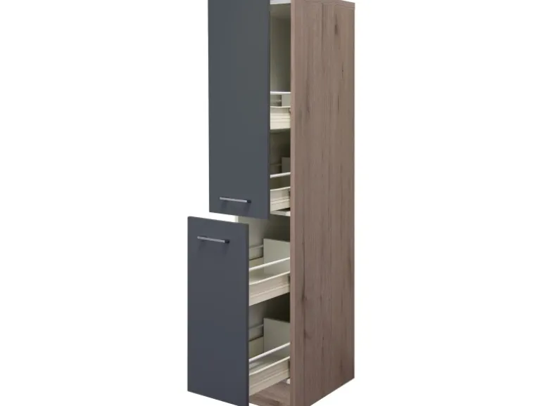 Flex-Well Exclusiv Küchen-Apothekerschrank Morena 30cm Basaltgrau-San Remo