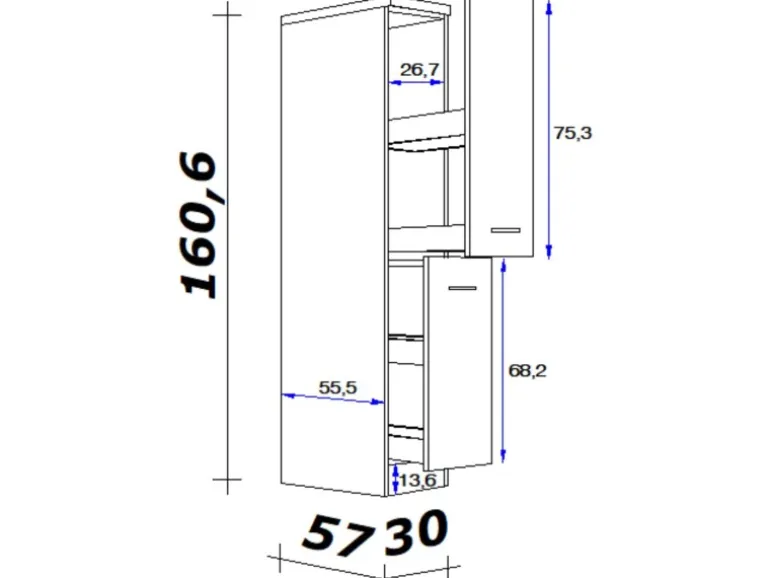 Flex-Well Exclusiv Küchen-Apothekerschrank Morena 30cm Basaltgrau-San Remo