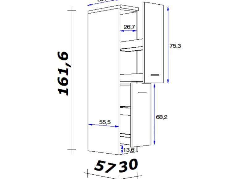 Flex-Well Exclusiv Küchen-Apothekerschrank Joelina 30 cm Weiß