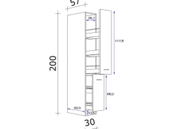Flex-Well Exclusiv Küchen-Apothekerhochschrank Morena 30 cm Basaltgr. - San Remo