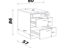 Flex-Well Exclusiv Küchen-Auszugsunterschrank Valero 60cm hgl. Weiß-Sonoma Eiche