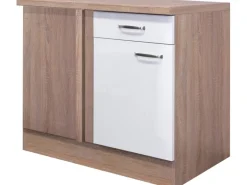 Flex-Well Exclusiv Küchen-Eck-Unterschrank Valero 110 cm x 60 cm Hochglanz Weiß