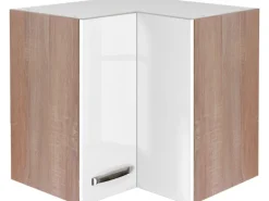 Flex-Well Exclusiv Küchen-Eck-Hängeschrank Valero 60 cm x 60 cm Hochglanz Weiß
