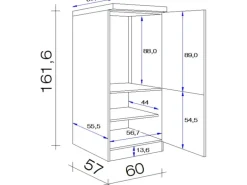 Flex-Well Exclusiv Küchen-Geräteumbauschrank Orlando 60 cm Kaschmir Glanz