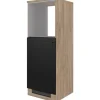 Flex-Well Exclusiv Küchen-Geräteumbauschr. Capri 60cm Schwarz Matt-Endgrain Oak