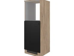 Flex-Well Exclusiv Küchen-Geräteumbauschr. Capri 60cm Schwarz Matt-Endgrain Oak