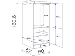 Flex-Well Exclusiv Küchen-Geräteumbauschrank Valero 60 cm Hochglanz Weiß