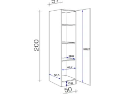 Flex-Well Exclusiv Küchen-Geschirrschrank Lara 50 cm Anthrazit-San Remo Eiche