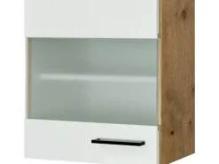 Flex-Well Exclusiv Küchen-Glas-Oberschrank Vintea 50cm Magnolie-Lancelot Oak