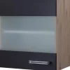 Flex-Well Exclusiv Küchen-Glas-Hängeschrank Lara 50 cm Anthrazit-San Remo Eiche
