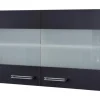 Flex-Well Exclusiv Küchen-Glas-Hängeschrank Lara 100 cm Anthrazit-San Remo Eiche