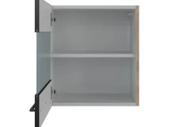 Flex-Well Exclusiv Küchen-Glas-Oberschrank Capri 50 cm Schwarz Matt-Endgrain Oak