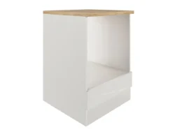 Flex-Well Exclusiv Küchen-Herdumbauschrank Lund 60 cm Lichtgrau glänzend