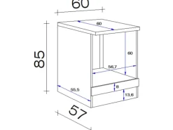Flex-Well Exclusiv Küchen-Herdumbauschrank Morena 60cm Basaltgrau-San Remo Eiche