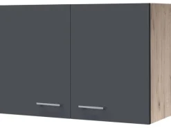 Flex-Well Exclusiv Küchen-Oberschrank Morena 80cm Basaltgrau matt-San Remo Eiche